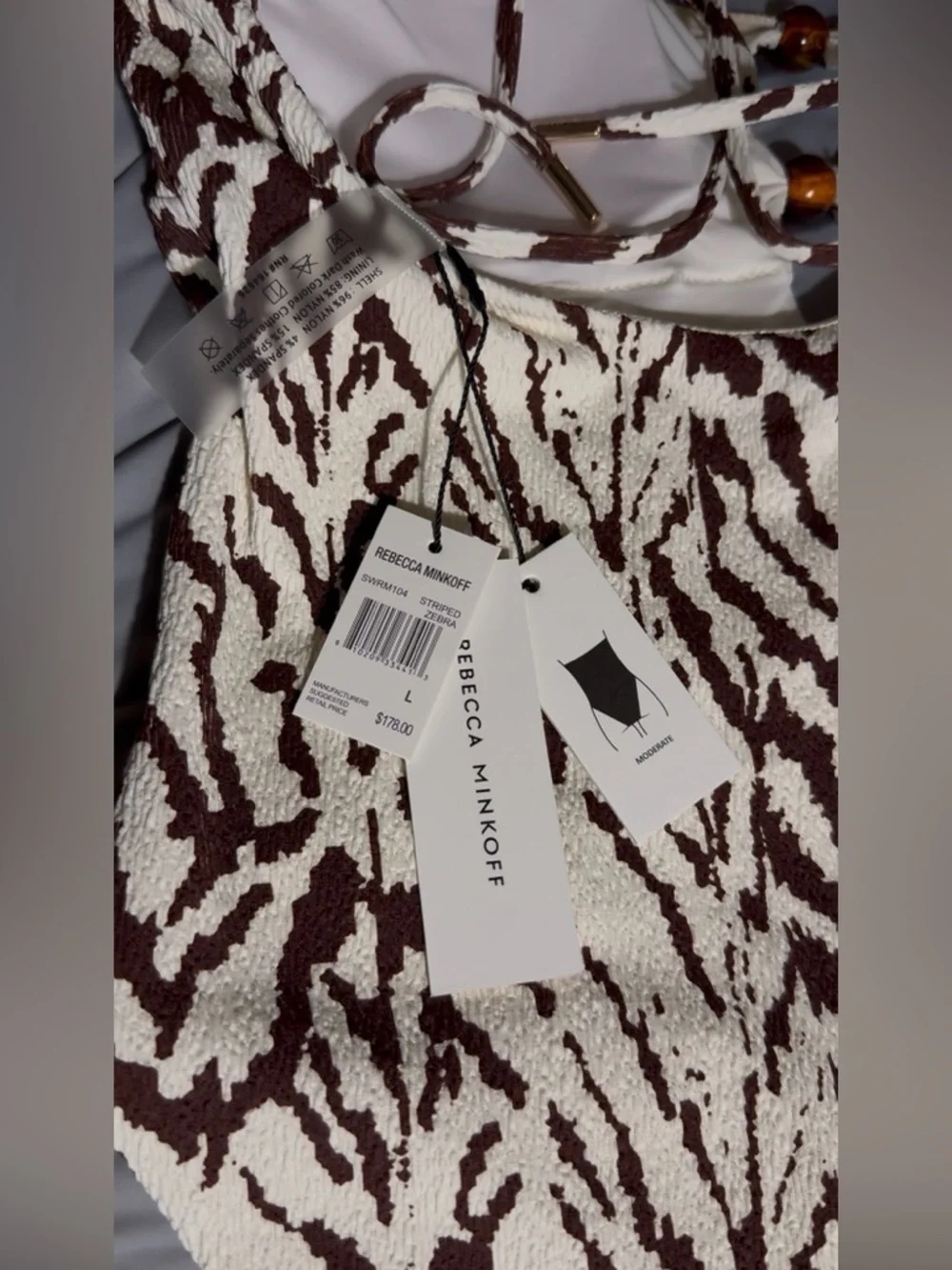 Rebecca Minkoff woman  size large  & White Zebra-Print One-Piece Swimsuit - Picture 6 of 9